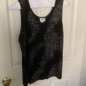 Chico’s women’s tank top; dressy; beautiful grey/silver acetate